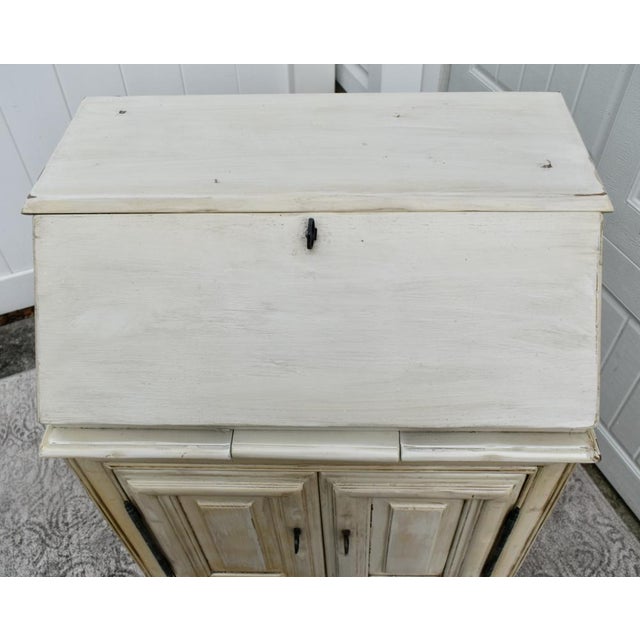 Vintage Venetian Style Distressed Antique White Slant Front Desk For Sale - Image 11 of 12