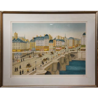Pont Neuf, Paris Lithograph by Fanch Ledan, Framed For Sale