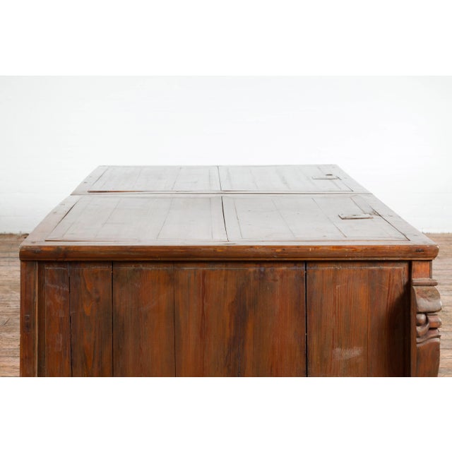 Chinese Antique Chests with Carved Legs Made into a Long Coffee Table - A Pair For Sale In New York - Image 6 of 13