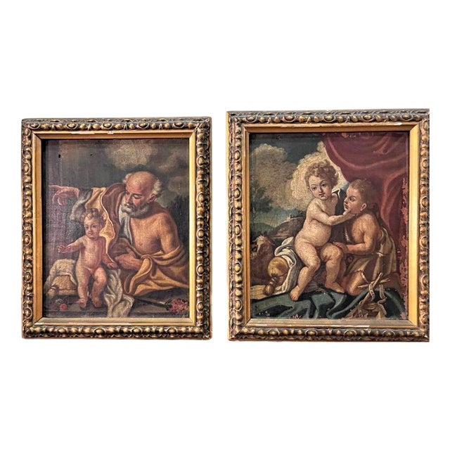 Neapolitan School Artist, Devotional Scenes, Paintings on Panels, Set of 2 For Sale