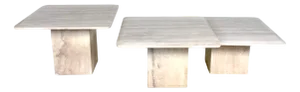 Italian Brutalist Travertine Stone Side or End Tables, 1970s, Set of 3