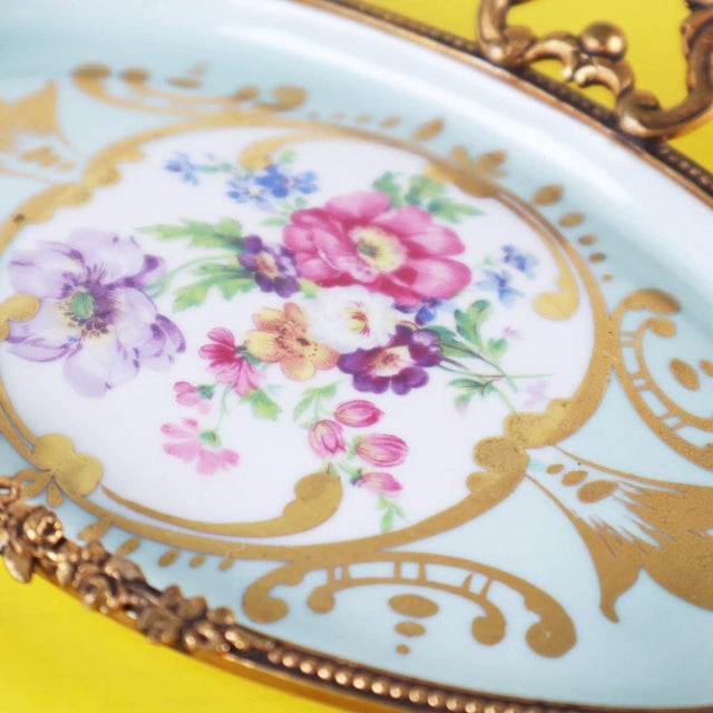 Limoges Ceramic Ashtray with Handle For Sale - Image 4 of 11