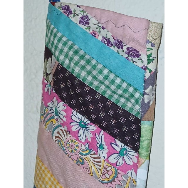 1960s 1960s Fabric 'Crazy Quilt' Style Christmas Stocking For Sale - Image 5 of 9