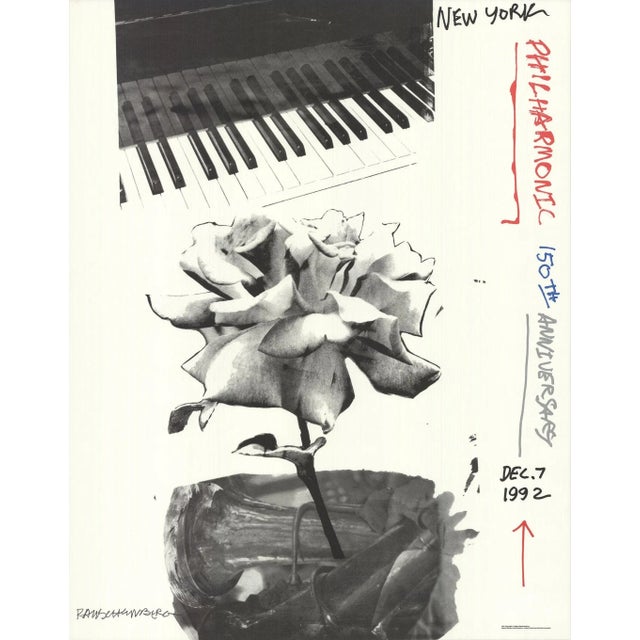 Printmaking Materials 1992 Robert Rauschenberg 'New York Philharmonic 150th Anniversary' Pop Art Black & White,Red,Blue,Gray USA Offset Lithograph For Sale - Image 7 of 7
