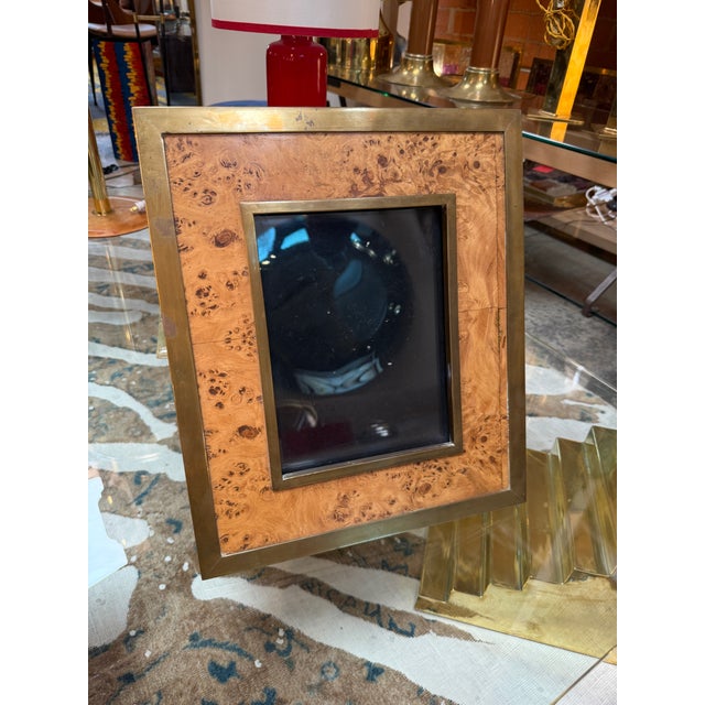 Vintage Burl Wood and Brass Picture Frame, Italy, 1980s For Sale In Los Angeles - Image 6 of 7