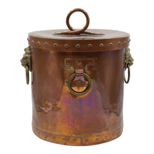 Late 19th Century English Covered Copper Bucket or Coal Hod