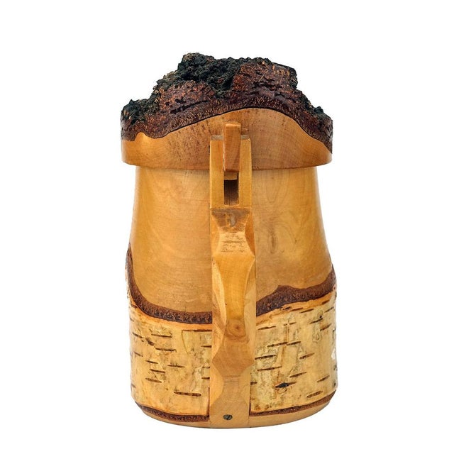 1960s Large Wooden Beer Mug in Carved Birch and Bark with Deer Motif, Black Forest, 1960s For Sale - Image 5 of 7