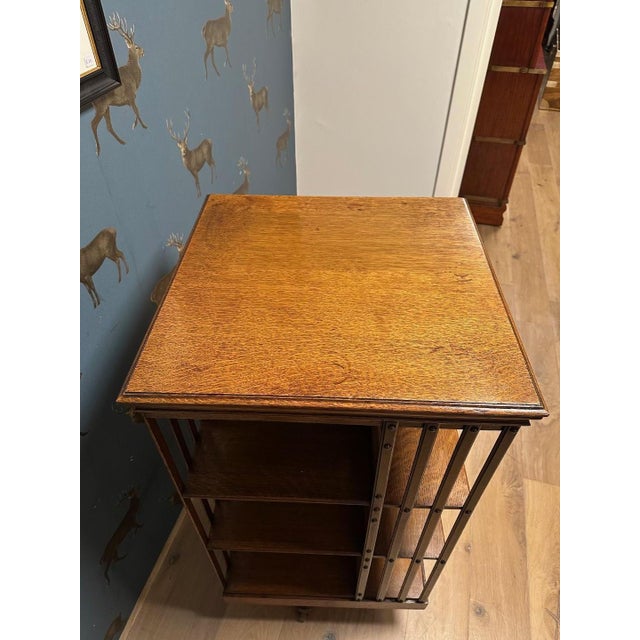 Antique Oak Revolving Bookcase For Sale - Image 6 of 8