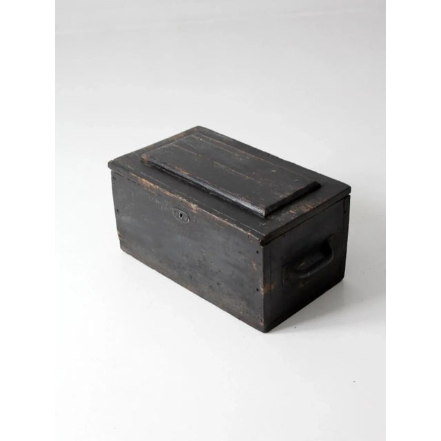 Vintage Black Wooden Tool Box For Sale - Image 11 of 11