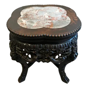 Early 20th Century Antique Carved Chinese Rounded Low Table