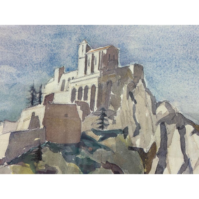 Paul Maldonnet “Sisteron - La Citadelle” Framed Watercolor Painting For Sale - Image 4 of 12