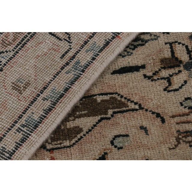 Antique Mahal Geometric Cream Pink Res and Blue Wool Paisley Rug For Sale - Image 10 of 10