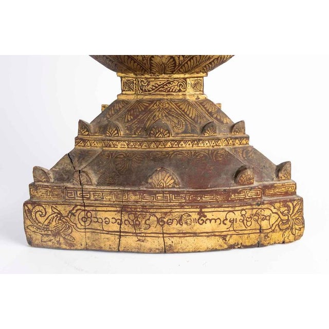 Antique Lacquered and Gilded Wooden Sculpture of Seated Buddha, 1800s For Sale - Image 9 of 11