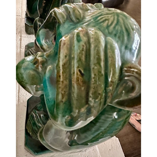 Ceramic Set of 3 Vintage Glazed Terra Cotta Monkey Large Monkey Garden Figures For Sale - Image 7 of 12