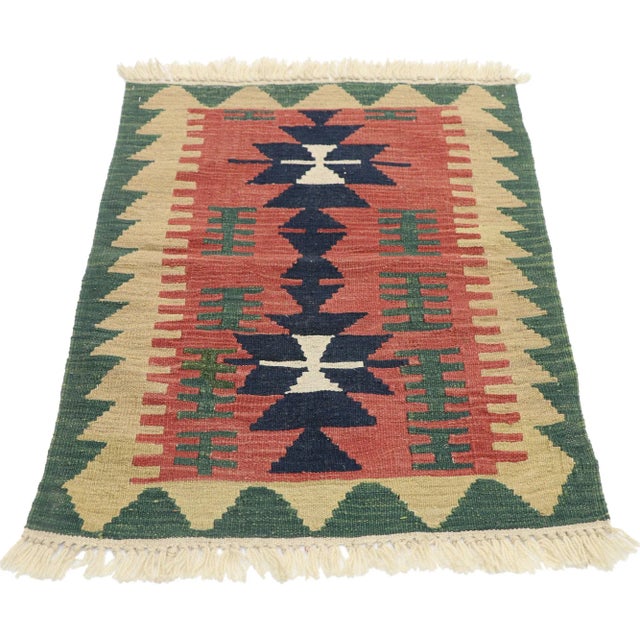 Tribal Vintage Persian Shiraz Kilim Rug - 02'01 X 02'11 For Sale - Image 3 of 9