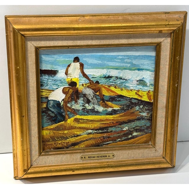 R. Recao Reverón Jr. ‘The Fishermen’ 1970 — Coastal Beach Seascape For Sale - Image 10 of 11