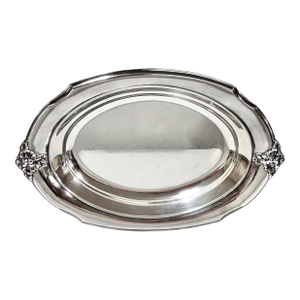 Vintage Silver Plate Oval Serving Tray With Floral Handles – Art Deco Revival Barware by Wilcox