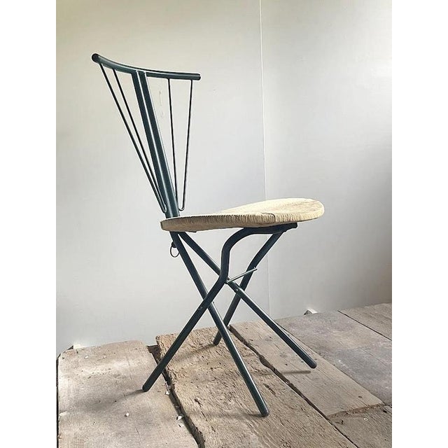 Folding Chairs in Dark Green Metal and Woven Cord from LaPalma, Italy, 1970s, Set of 2 For Sale - Image 4 of 12