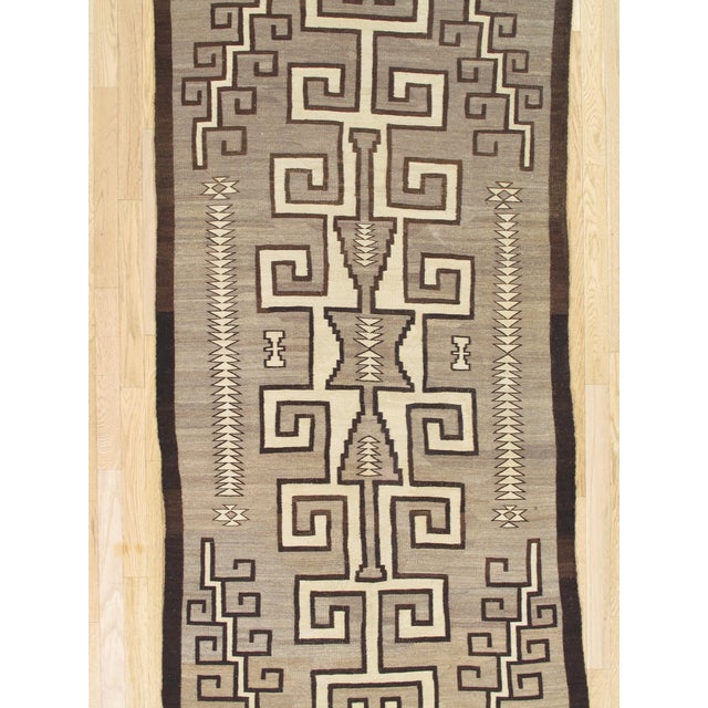 Brown Navajo Transitional Rug Cira 1890 Geometric Meander Key Fret Diamond Design Fine For Sale - Image 8 of 18