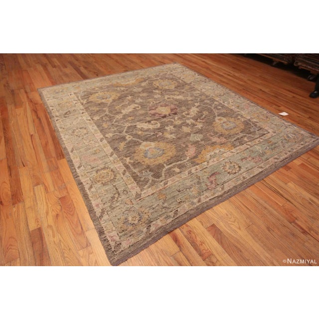 Earthy Room Size Contemporary Modern Turkish Oushak Design Area Rug, Country of origin: Central Asia, Circa date: Modern...