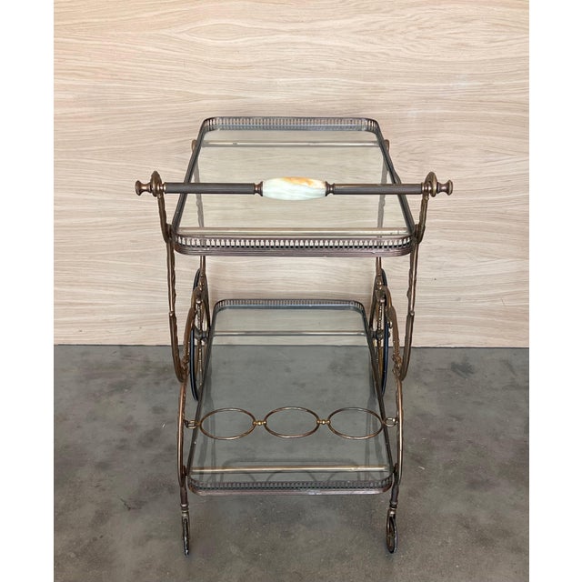 Late 20th Century Baroque Bronze Two Tier Bar or Tea Cart For Sale - Image 4 of 18