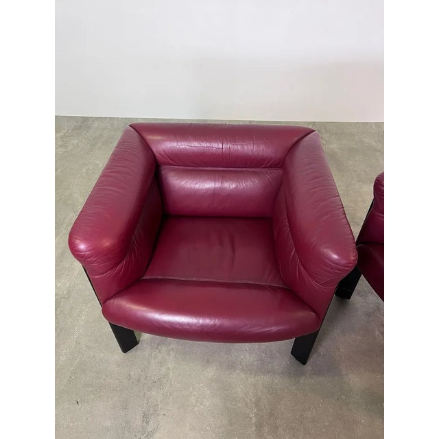 Poltrona Frau Set of Interlude Model Leather Armchairs by Marco Zanuso for Frau, 1983 For Sale - Image 4 of 9