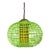 Vintage Rattan Green Globe Oange Glass Shade Pendant Light For Sale