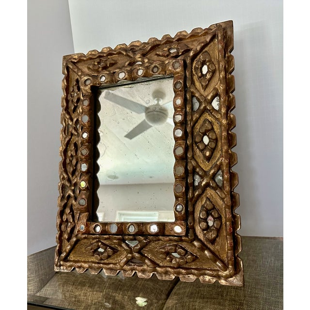Spanish Spanish Colonial Style Gilt Wood Wall Mirror For Sale - Image 3 of 17