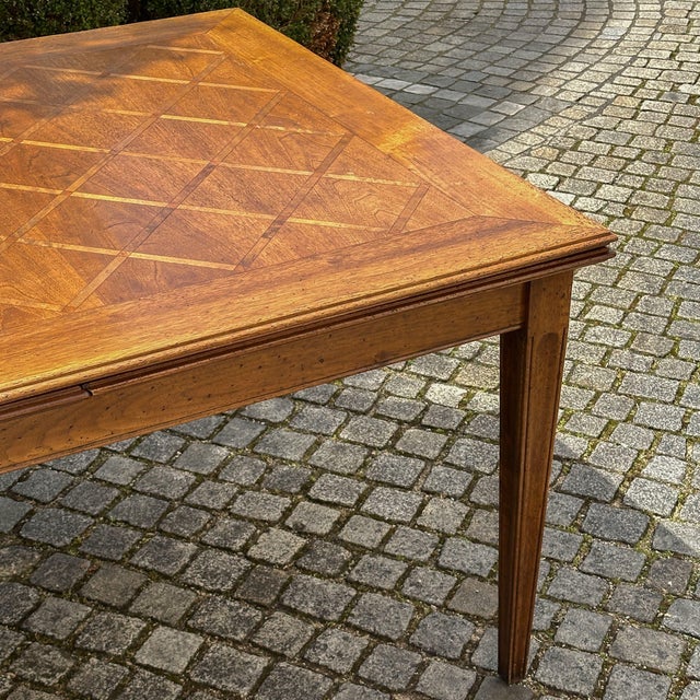 Wood Early 20th Century Extendable Dining Table with Parquet Top For Sale - Image 7 of 11
