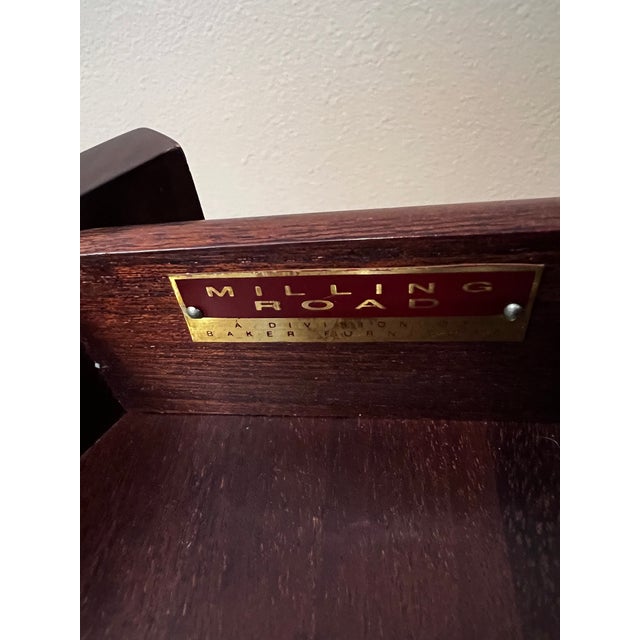 Late 20th Century Baker Furniture Milling Road Italian Provincial Mahogany and Burl Wood Side Table For Sale In Seattle - Image 6 of 13