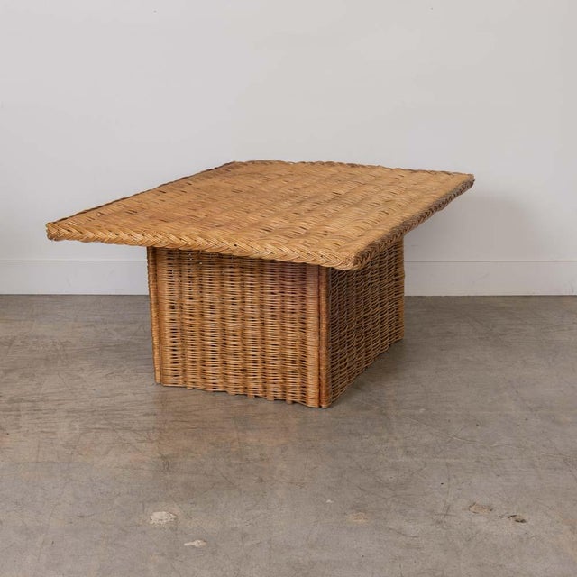 1960s 1960s Large French Wicker Coffee Table For Sale - Image 5 of 12