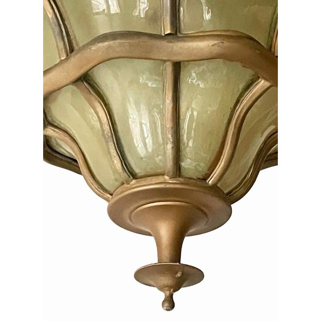 Antique 1920's art glass ceiling pendant light. Attributed to Caldwell. Very rare. Provenance:An Eastchester, New York...