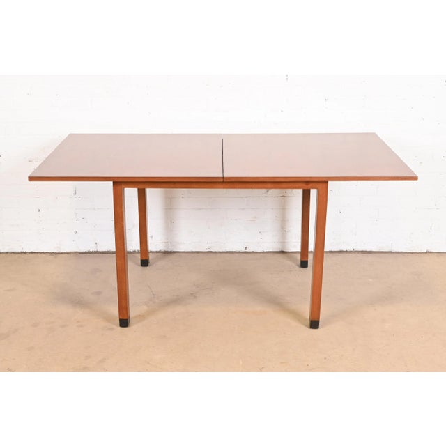 Edward Wormley for Dunbar Mid-Century Modern Walnut Flip Top Dining or Game Table, Newly Refinished For Sale - Image 12 of 12