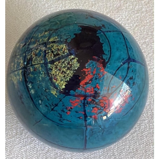 Abstract Art Glass Sphere MCM Colorful Decor Piece For Sale - Image 4 of 9