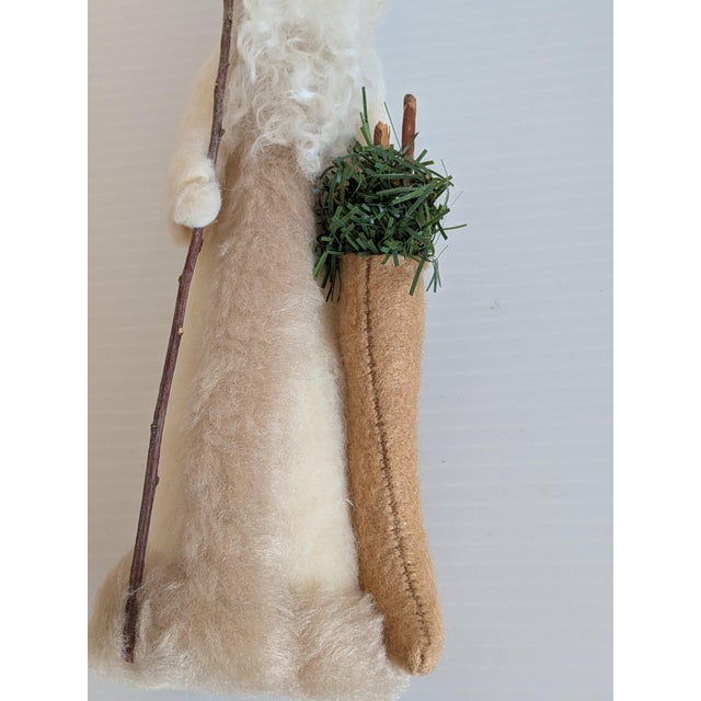 Vintage Folk Art Felted Wool Santas Pair Handcrafted For Sale In Santa Fe - Image 6 of 8