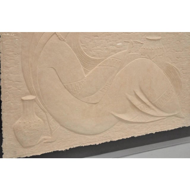 Late 20th Century Late 20th Century "The Potter" by Acoma Art Large Cast Embossed Paper 3d Acrylic Shadow Box Frame For Sale - Image 5 of 12