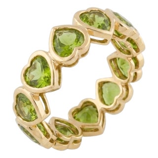 Peridot Heart Shape Band Ring | Dainty Peridot Full Eternity Stacking Ring Us 7 For Sale