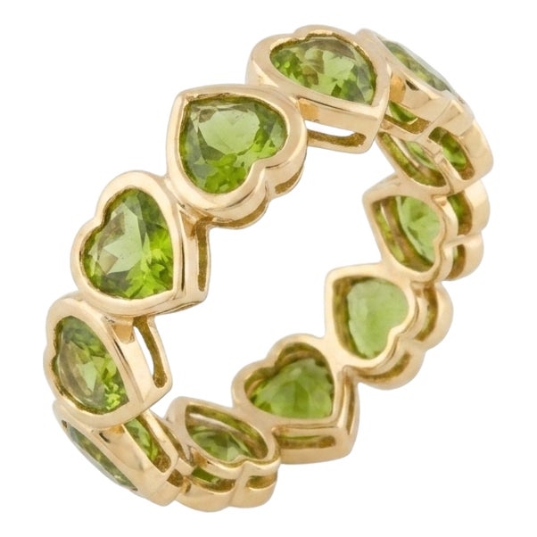 Peridot Heart Shape Band Ring | Dainty Peridot Full Eternity Stacking Ring Us 7 For Sale