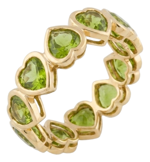Peridot Heart Shape Band Ring | Dainty Peridot Full Eternity Stacking Ring Us 7