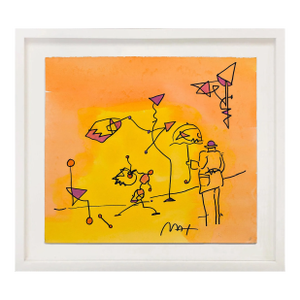Peter Max, Umbrella Man (Framed, Original Mixed Media on Paper)
