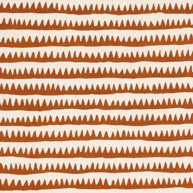 Sample - Schumacher Corfu Stripe Fabric in Rust For Sale