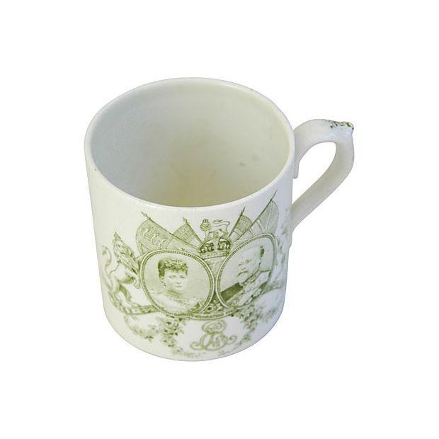 Antique Circa 1902 Edward VII & Alexandra English Coronation Mug Cup