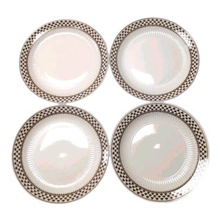 Vintage Adams Sharon Ironstone Replacement Dinner Plates Shamrocks 10 in 25.5 Cm Retired Pattern - Set of 4 For Sale