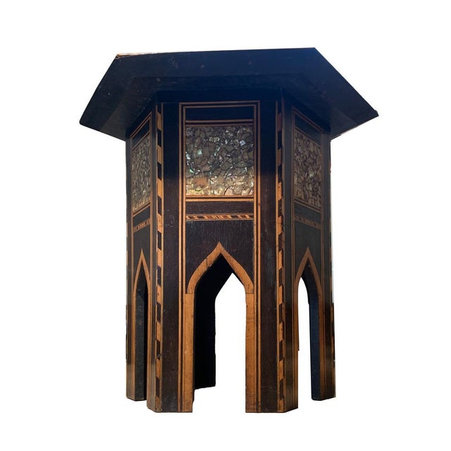19th Century Moroccan Hexagonal Pedestal Table, 1890s For Sale - Image 4 of 14