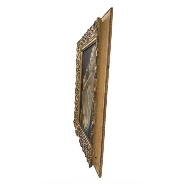 1950s MCM Oil Painting, Beauty W Bird, 17.5x21 W Frame For Sale - Image 5 of 5
