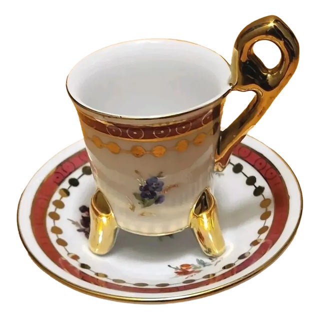 Antique Kpm Footed Coffee Cup Saucer Berlin German For Sale