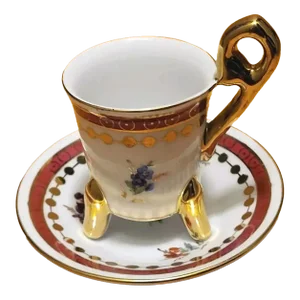 Antique Kpm Footed Coffee Cup Saucer Berlin German