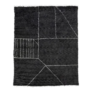 Modern Moroccan Style Charcoal Handmade Wool Rug by Apadana