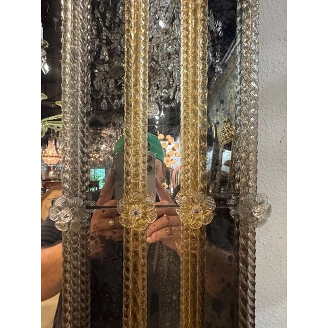 Early 21st Century Modern Murano Fume and Gold Twist Glass Mirror For Sale - Image 5 of 5