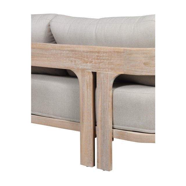Gray Paradiso Teak Wood Sofa Natural Look - Gray Fabric For Sale - Image 8 of 12